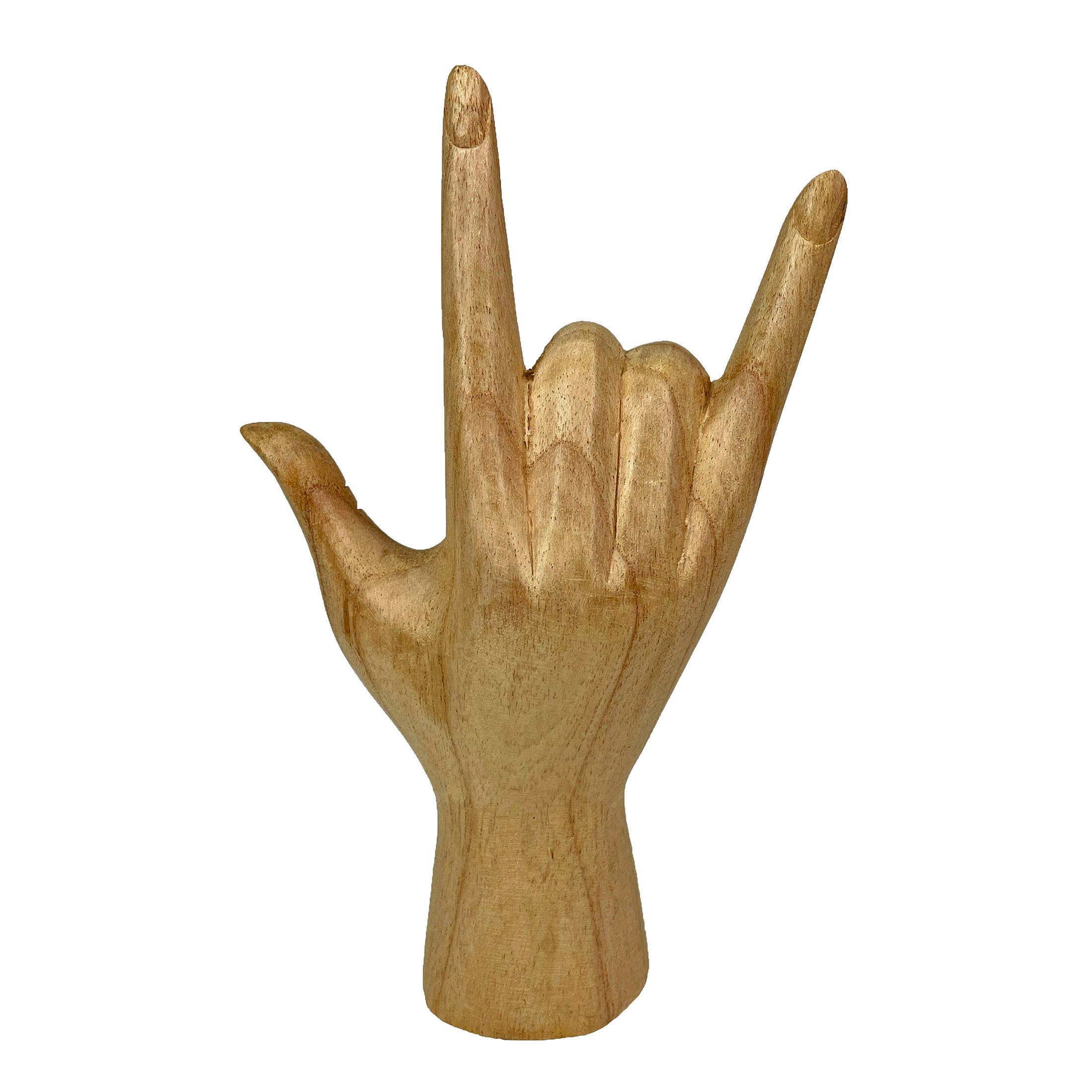 Wooden Sign Language I Love You Hand Gesture Statue 7.75"