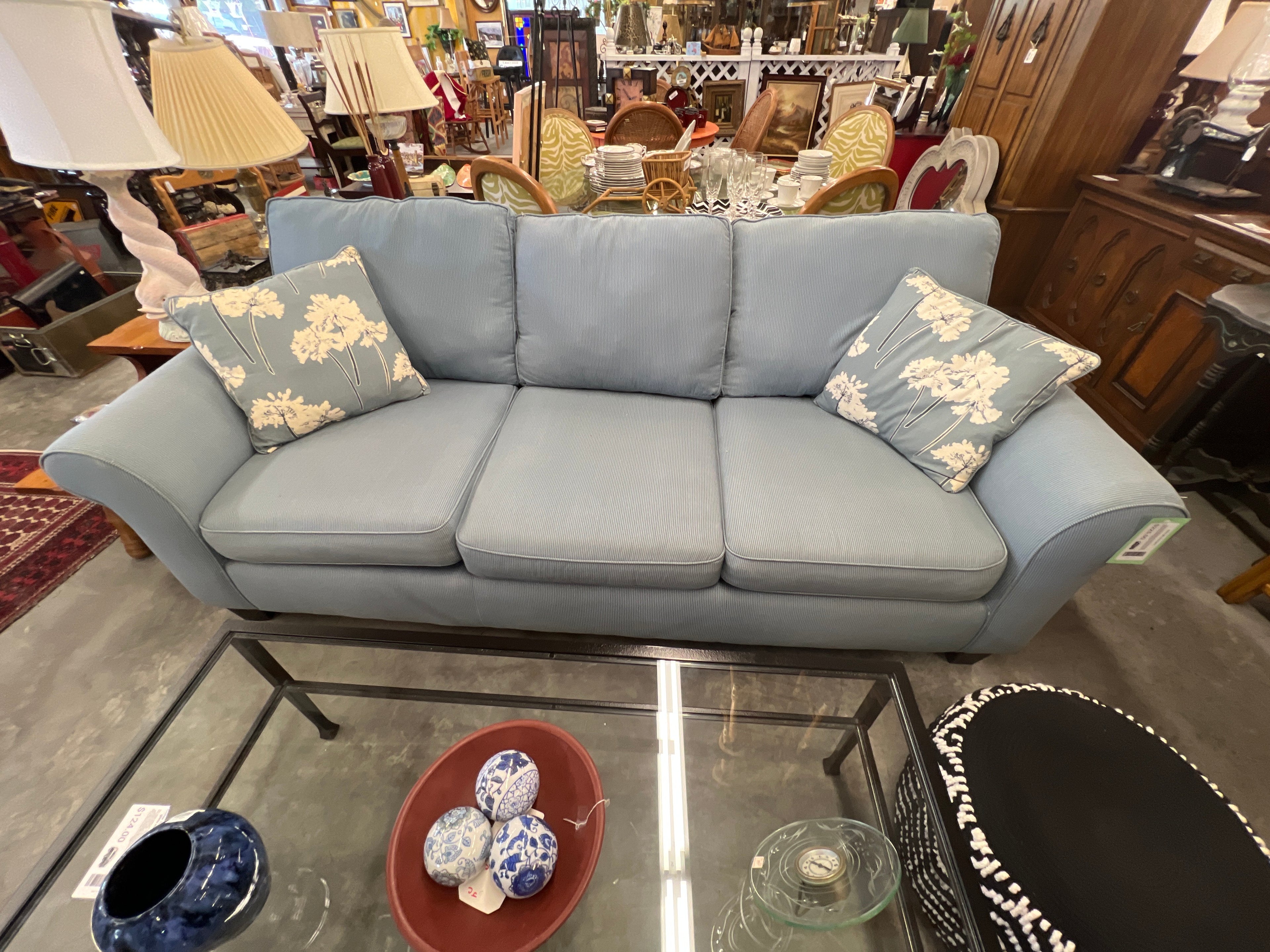 Sofa Light Gray and blue Fabric