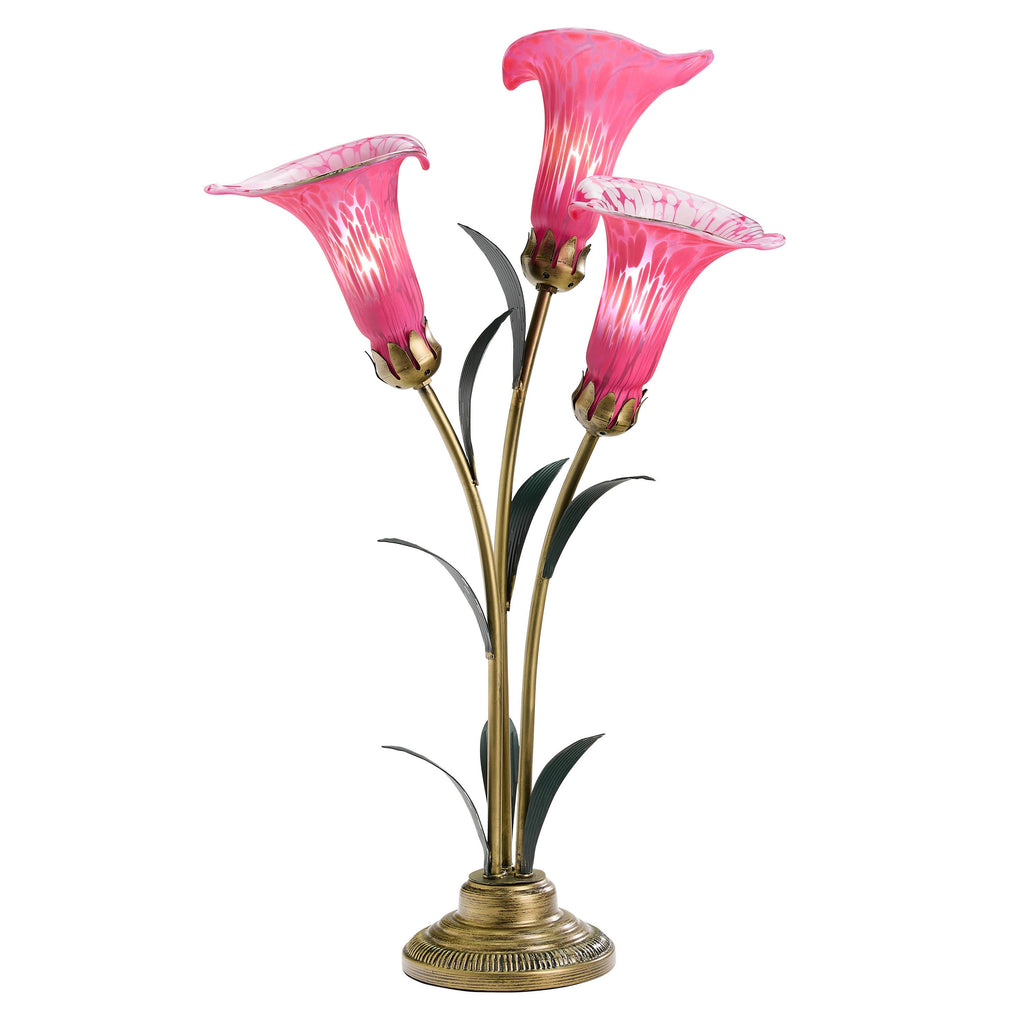 23.5"H Fuchsia 3 Shade Handblown Glass Calla Lily Table Lamp