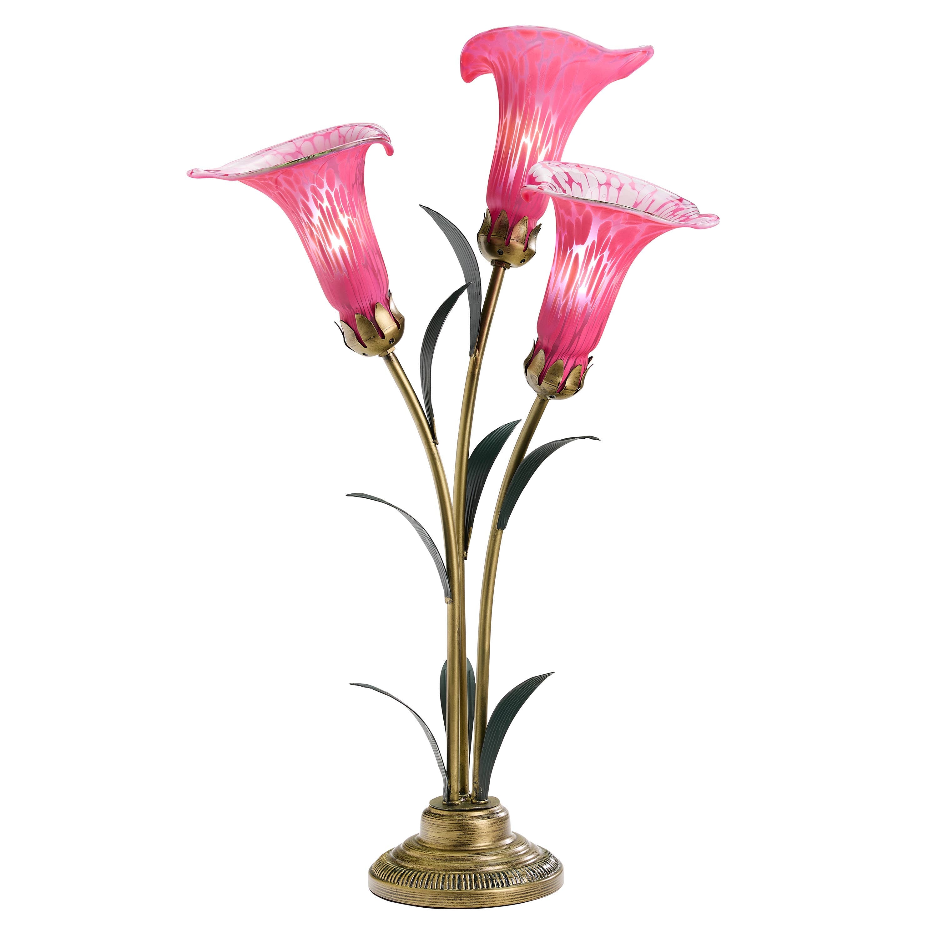 23.5"H Fuchsia 3 Shade Handblown Glass Calla Lily Table Lamp