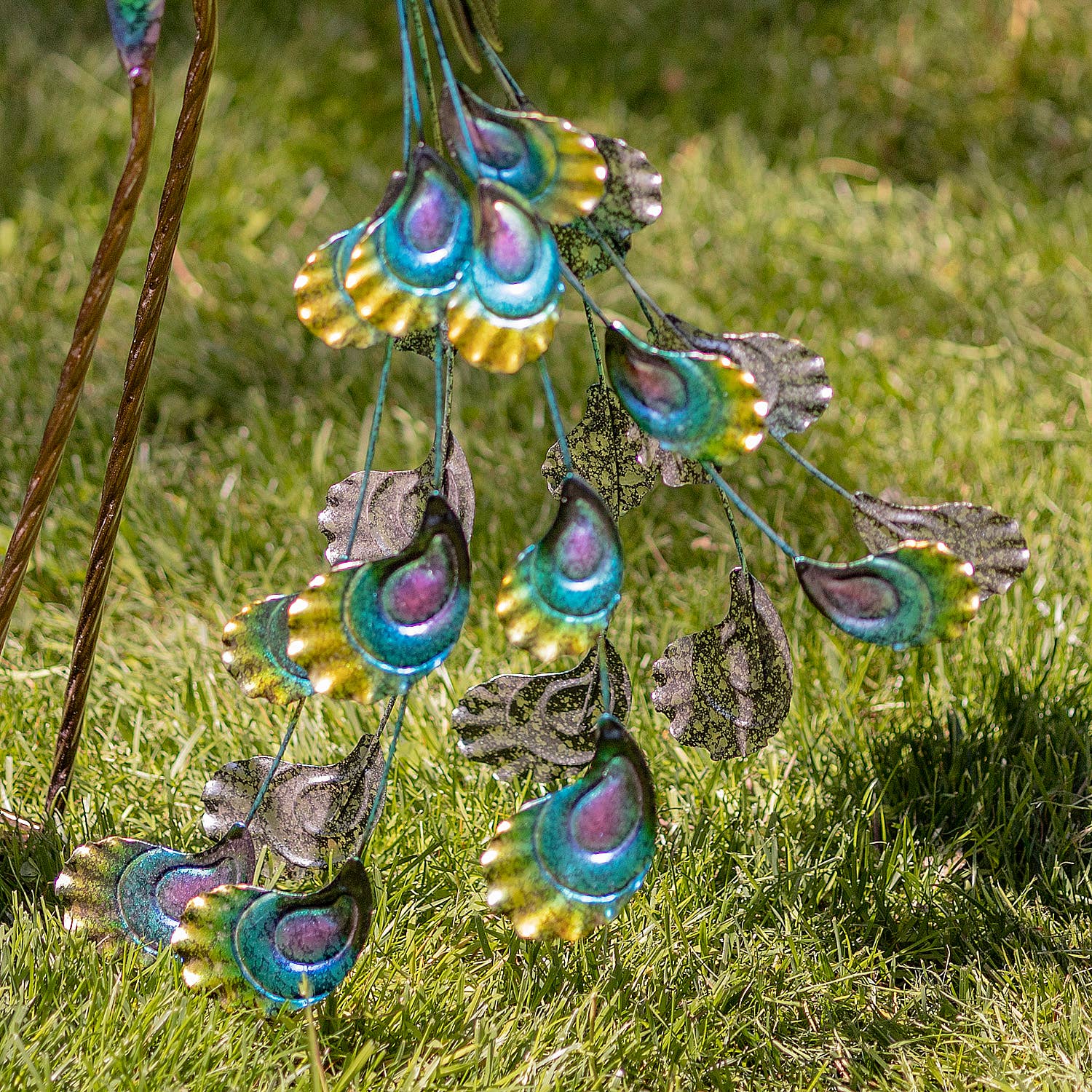 35" Tall Standing Colorful Iron Peacocks in 2 Assorted Style