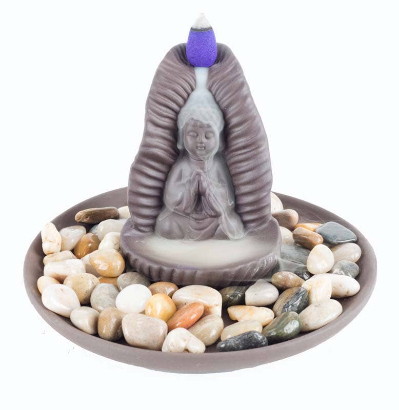 Backflow Burner Buddha Sitting On A Leaf
