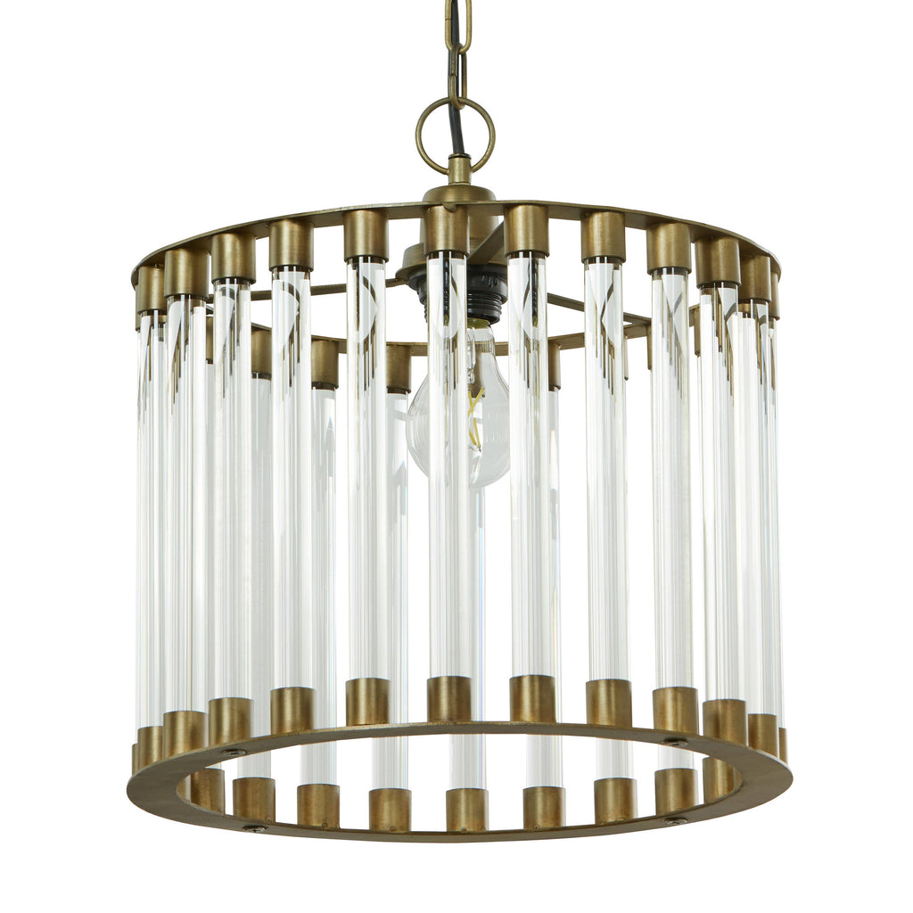 13"W Clear & Gold Glass and Metal Pendant Light