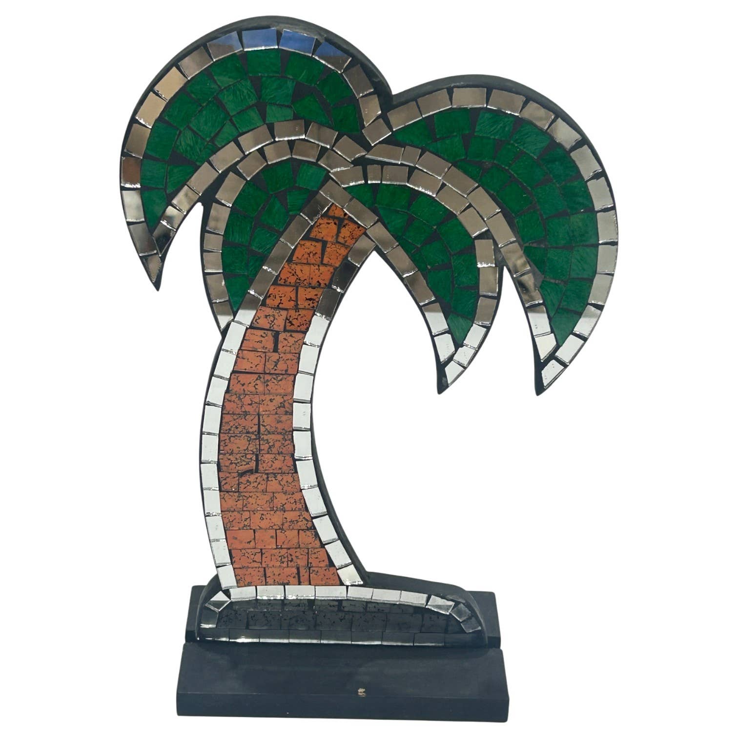 Palm  Mosaic Flat Statue On Base-N-1438-PLM