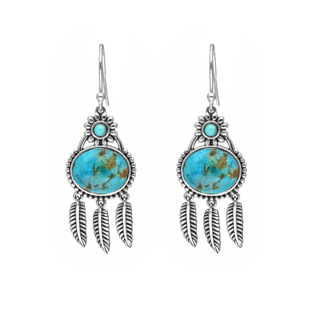 925 Sterling Silver Mohave Turquoise Leaf Style Earring