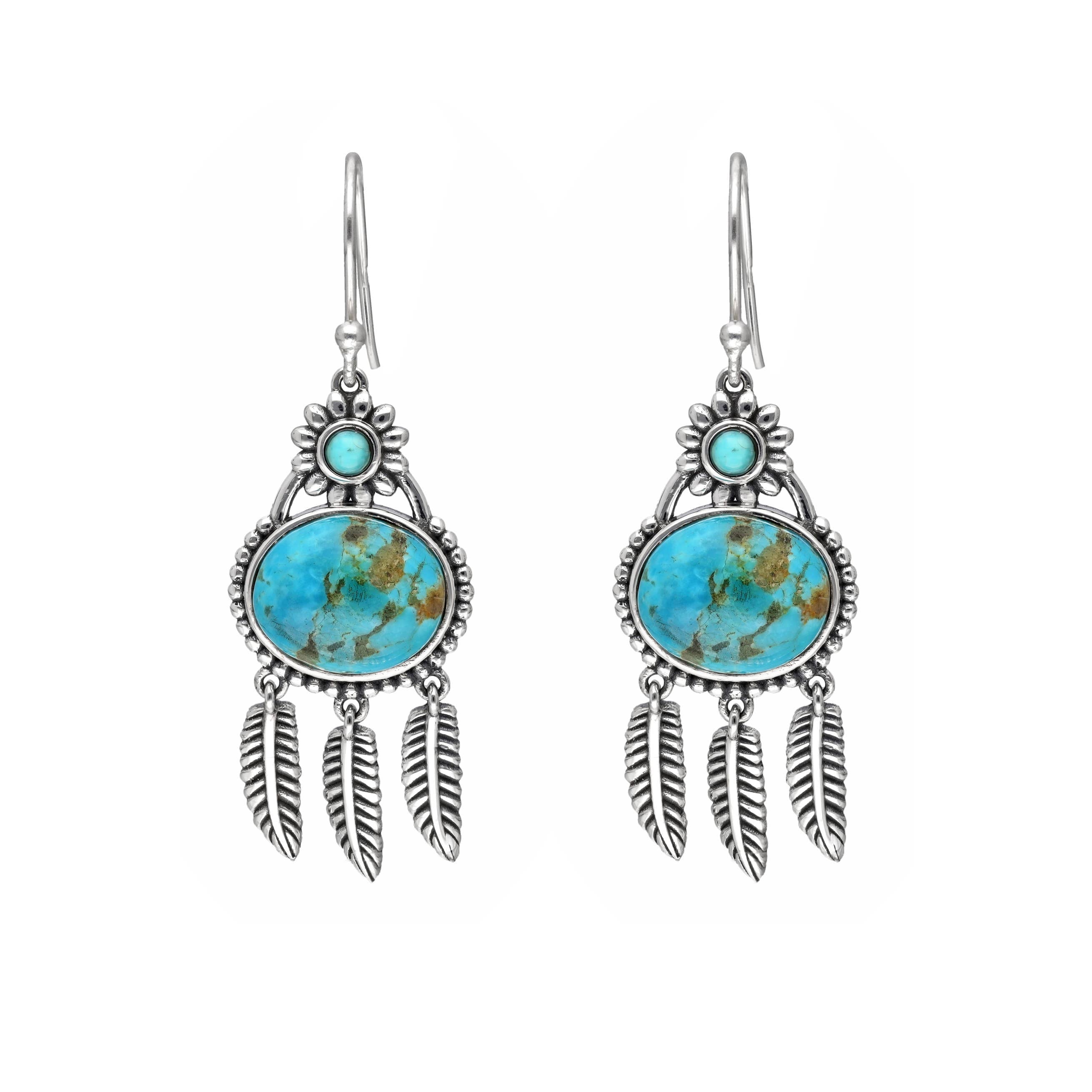 925 Sterling Silver Mohave Turquoise Leaf Style Earring
