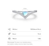 9 925 Silver ins style heart shape sterling silver plating inlay moonstone rhodium plated women's rings earrings