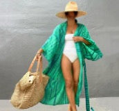 Green Series One Size Women'S Color Block Beach Cover Ups