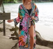 Colored Leaves on Black Background One Size women's elegant printing cover ups