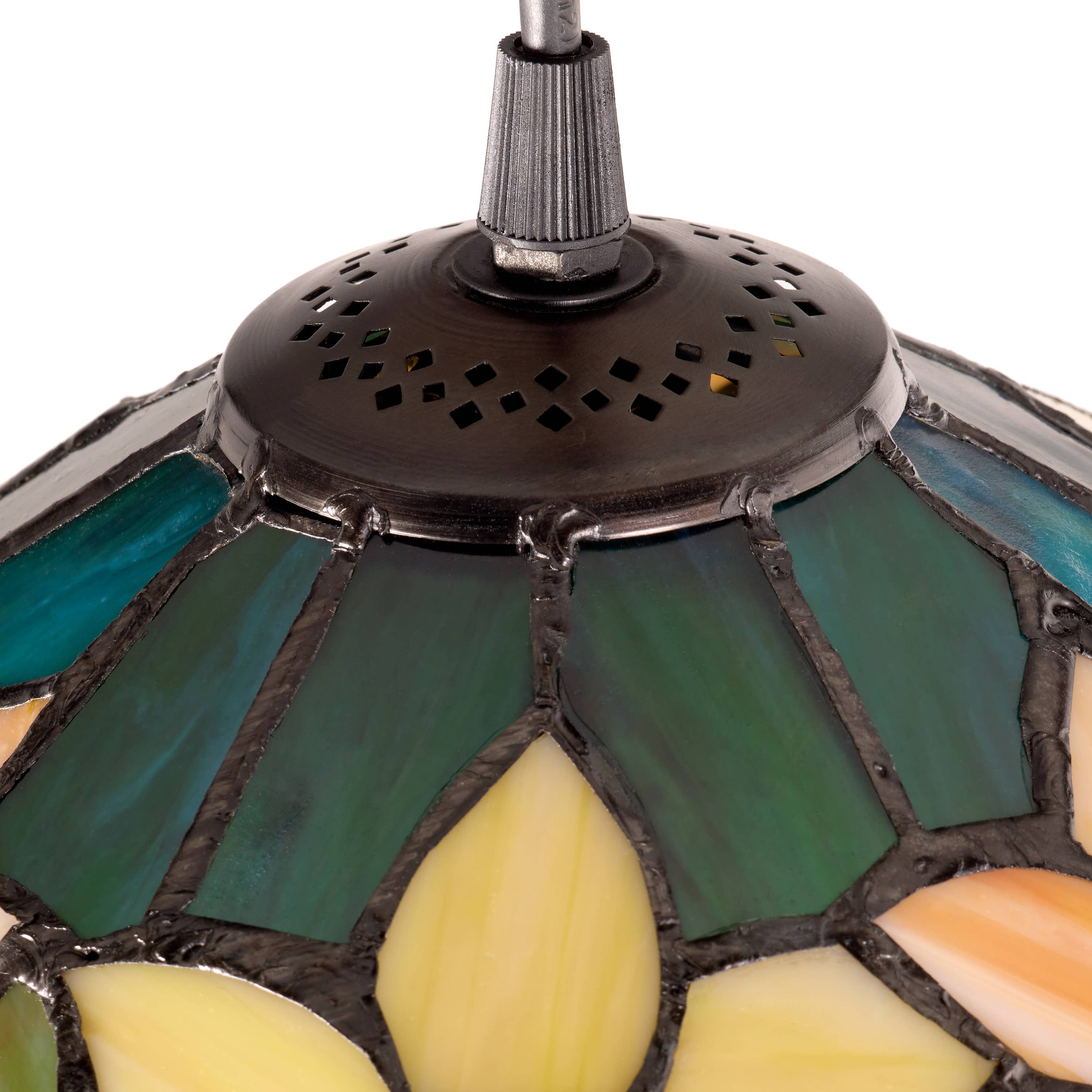 10"W Yellow Sunflowers Stained Glass Dome Shade Pendant