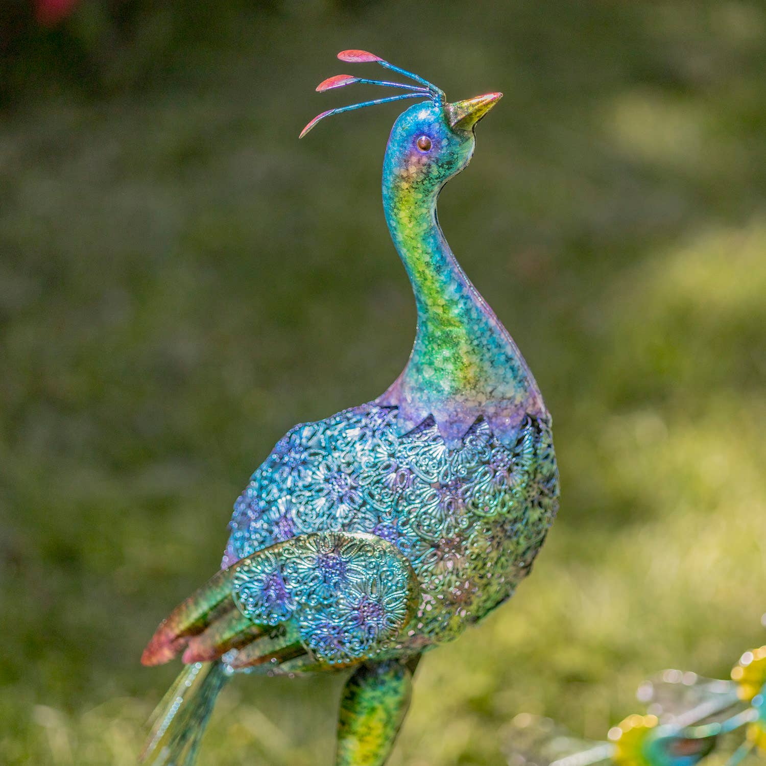 35" Tall Standing Colorful Iron Peacocks in 2 Assorted Style