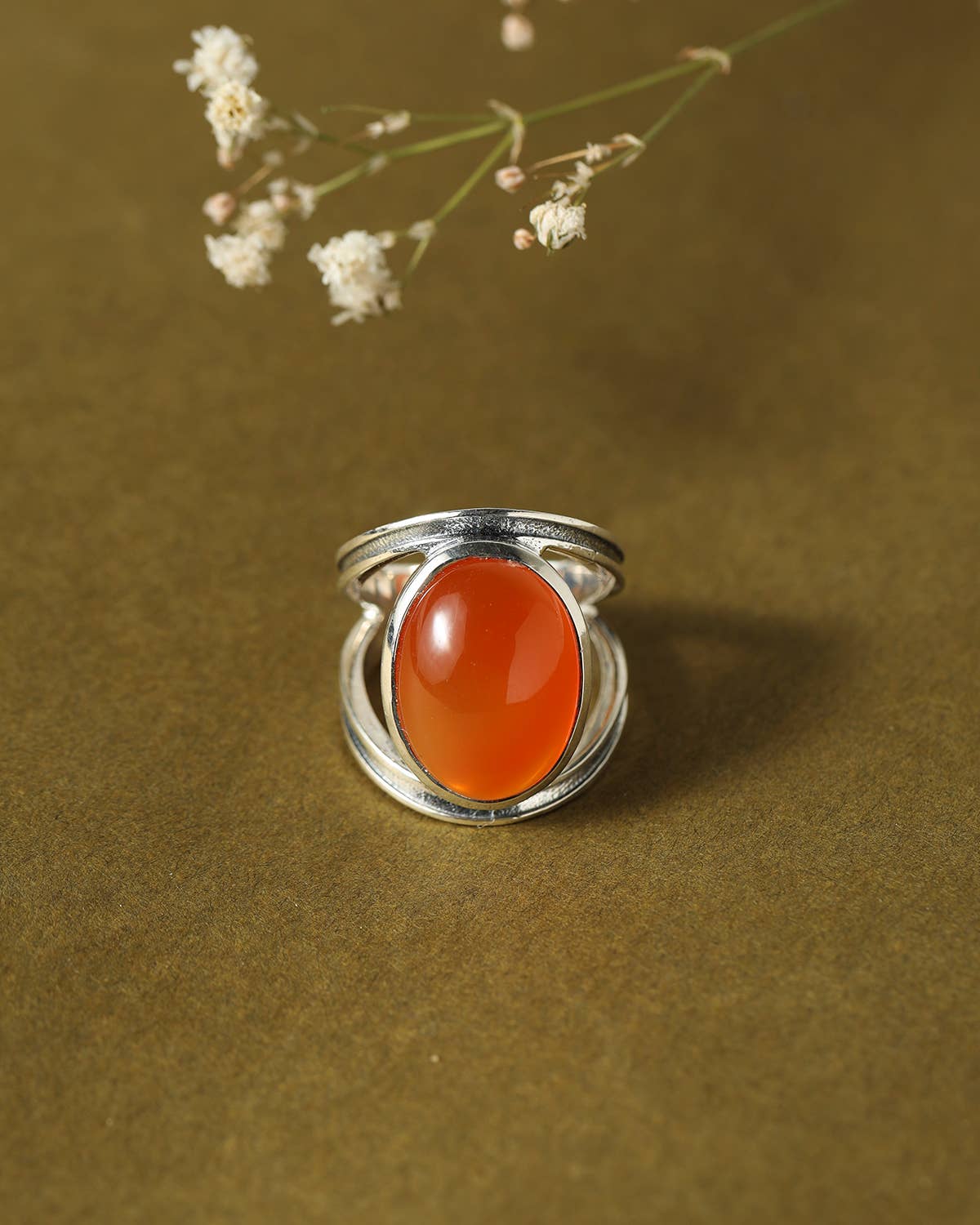 925 Silver Carnelian Emberline Crest Statement Ring: 8