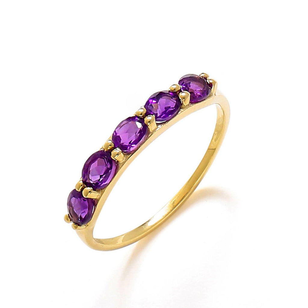 10K Yellow Gold Amethyst Solitaire Ring: 7