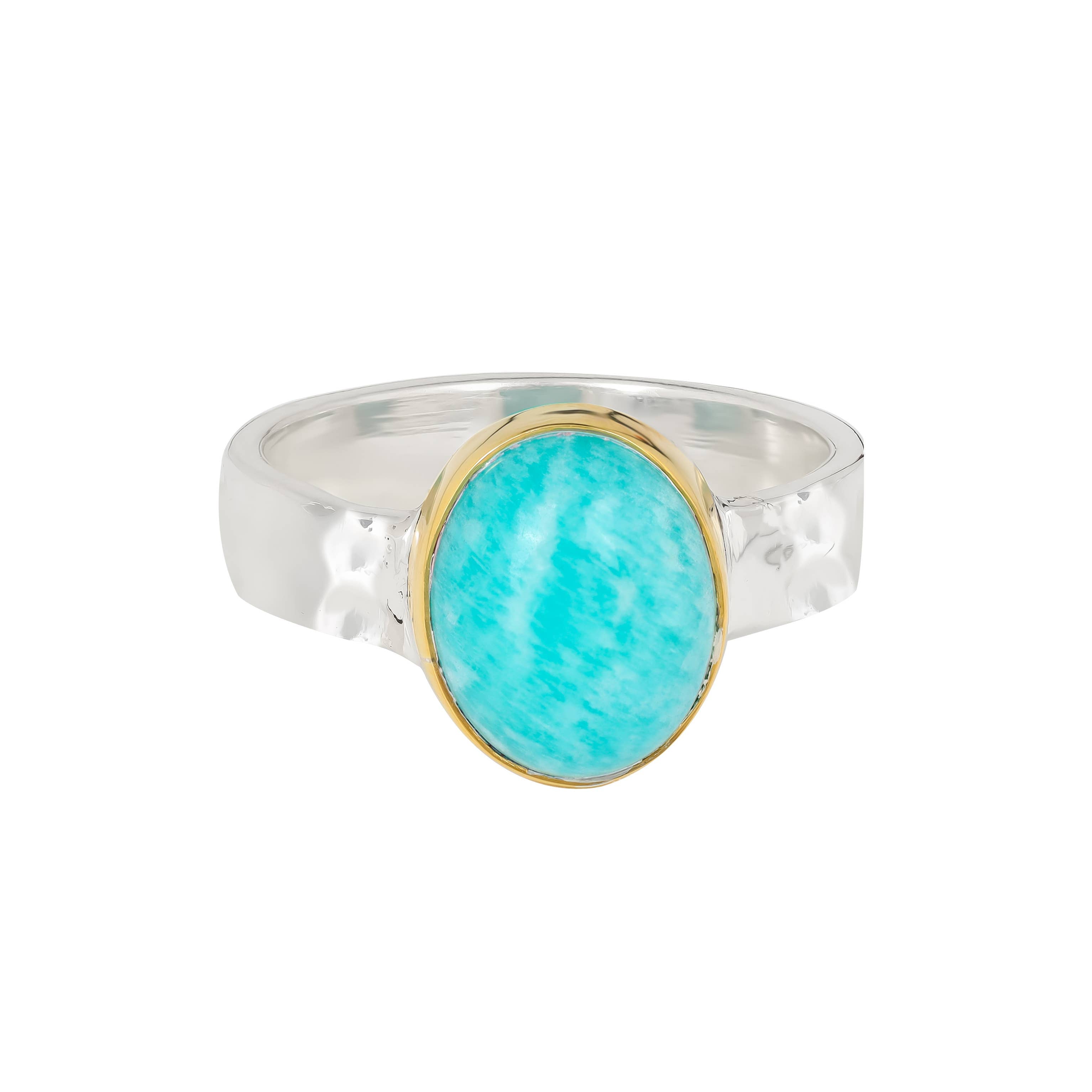 925 Sterling Silver Amazonite Solitaire Ring: 10