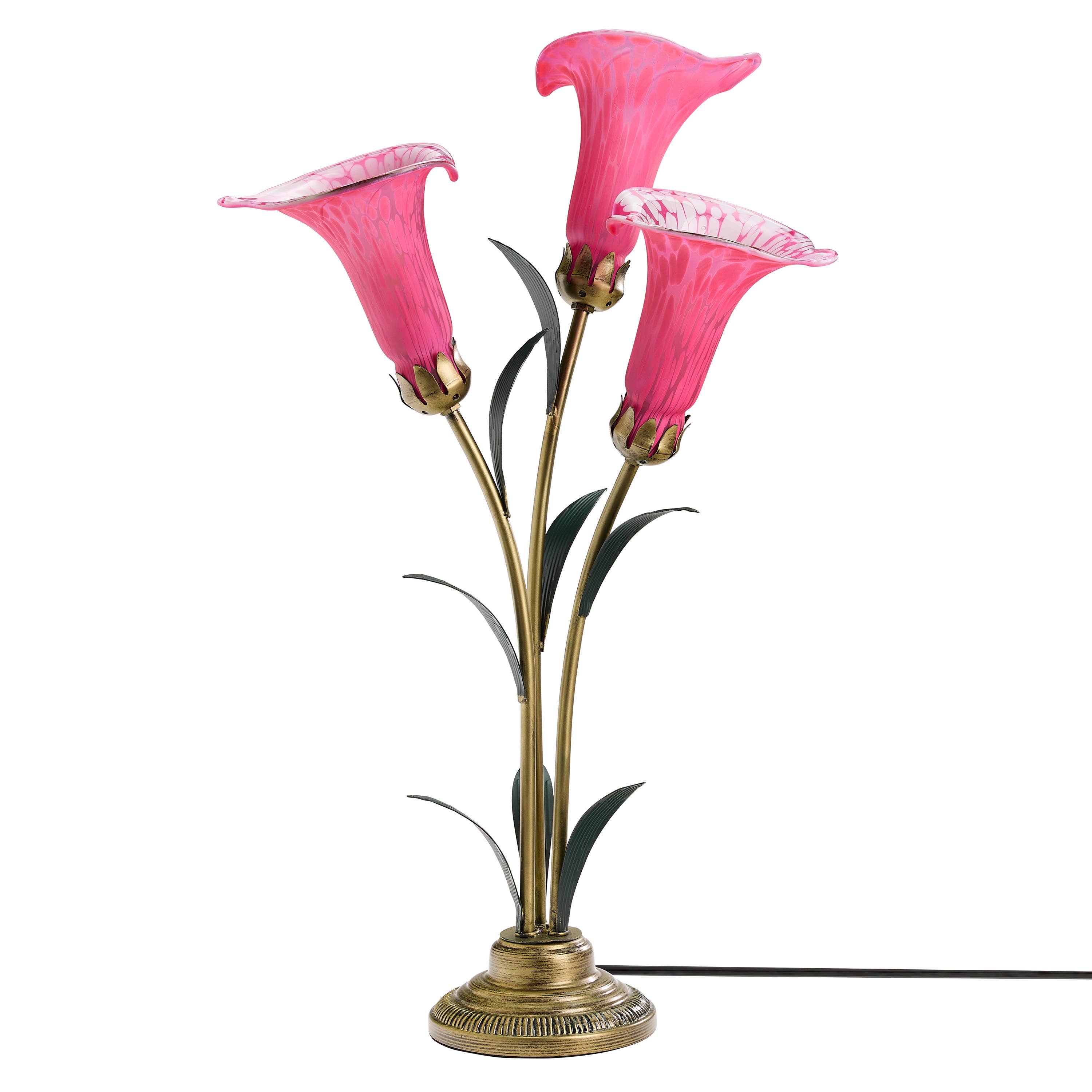 23.5"H Fuchsia 3 Shade Handblown Glass Calla Lily Table Lamp