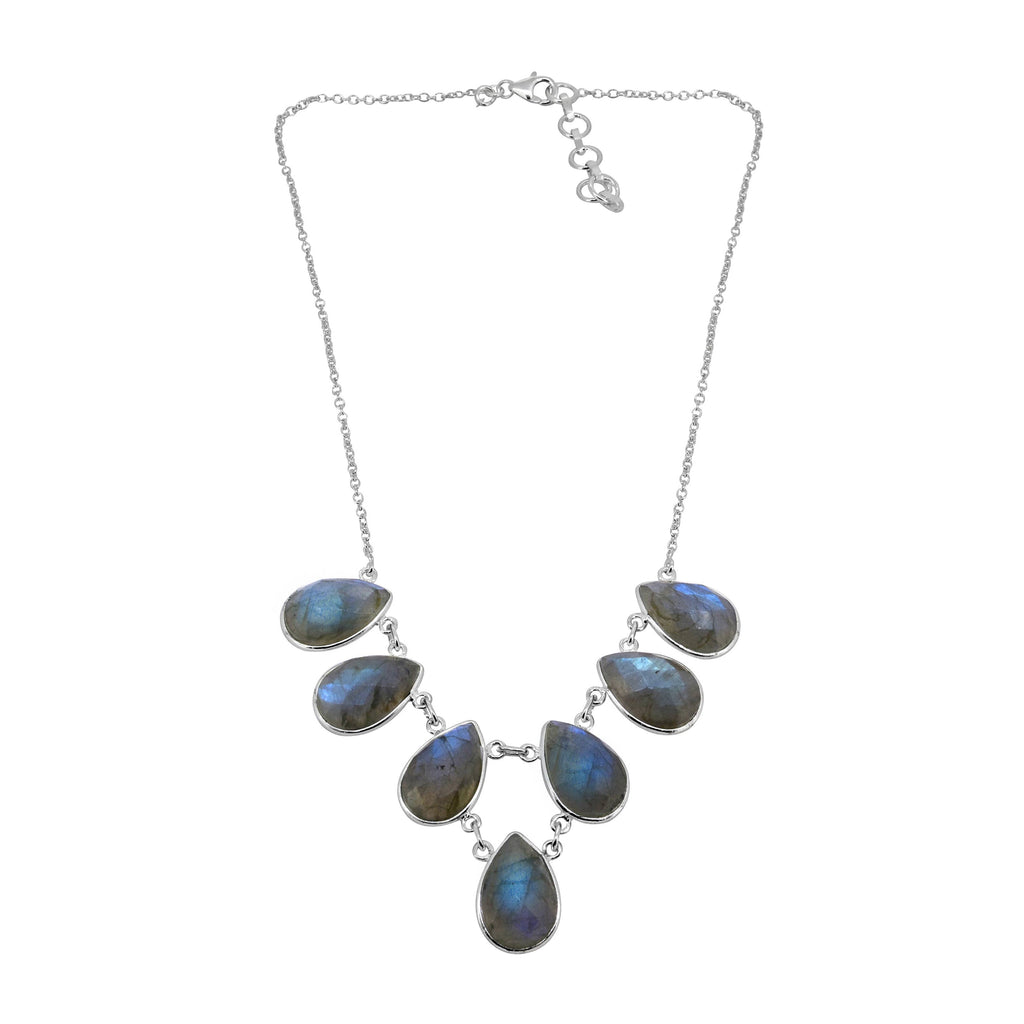 925 Sterling Silver Labradorite Link & Chain Necklace