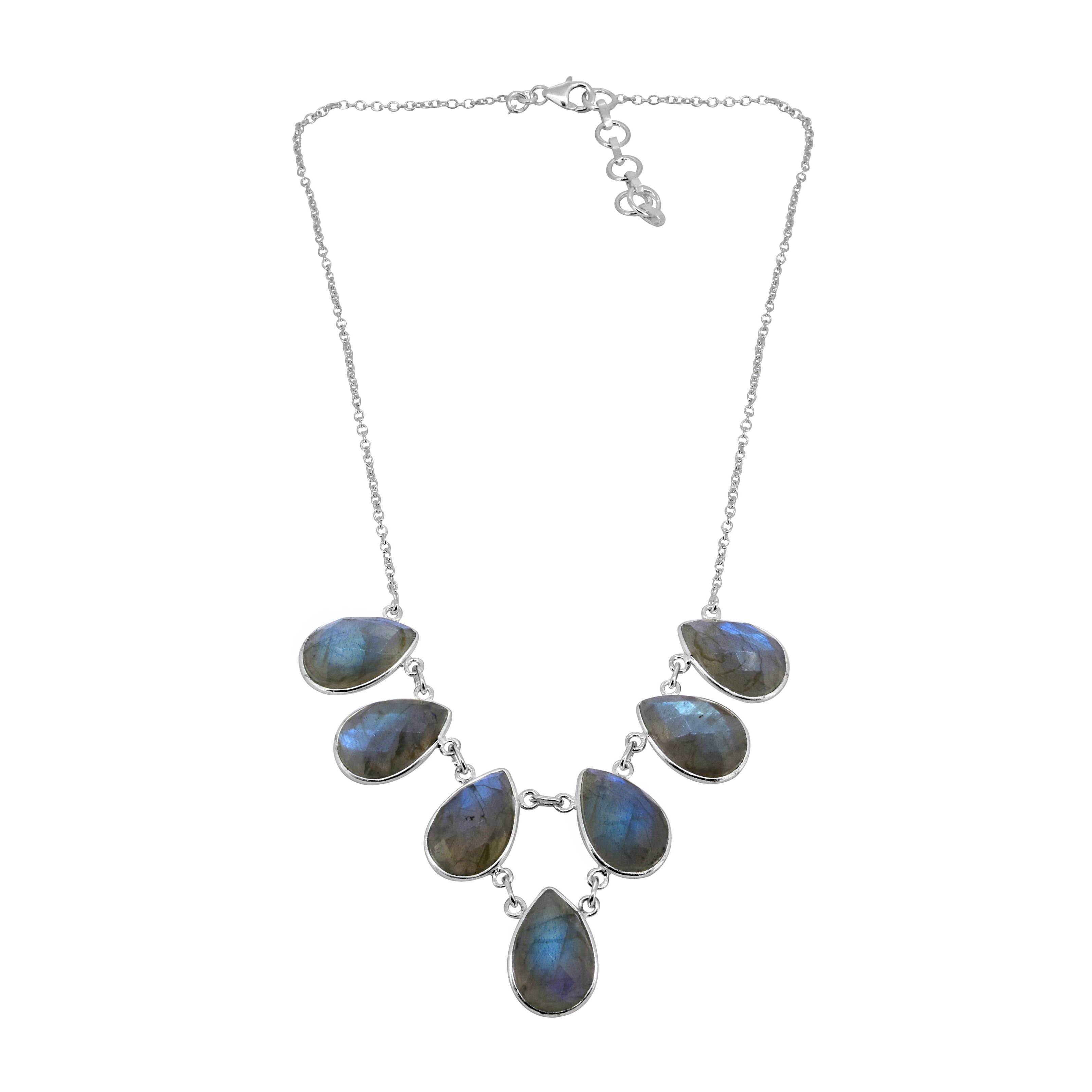 925 Sterling Silver Labradorite Link & Chain Necklace
