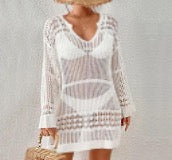 Bleach color L Women's Solid Color Simple Style Classic Style Cover Ups