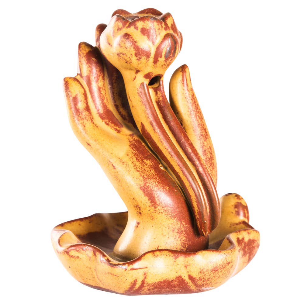 HAND WITH LOTUS BACKFLOW CONE BURNER
