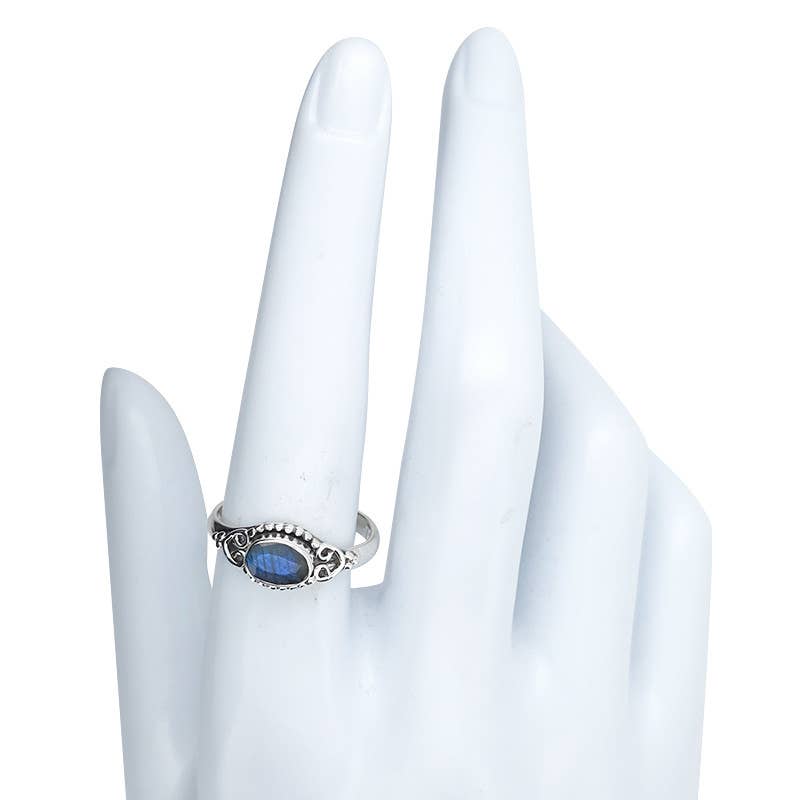 Faceted Labradorite Sterling Silver Ring: 8