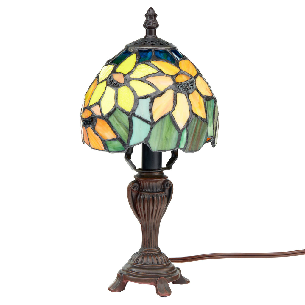 12" Sunflower Blossoms Tiffany Candlestick Accent Lamp