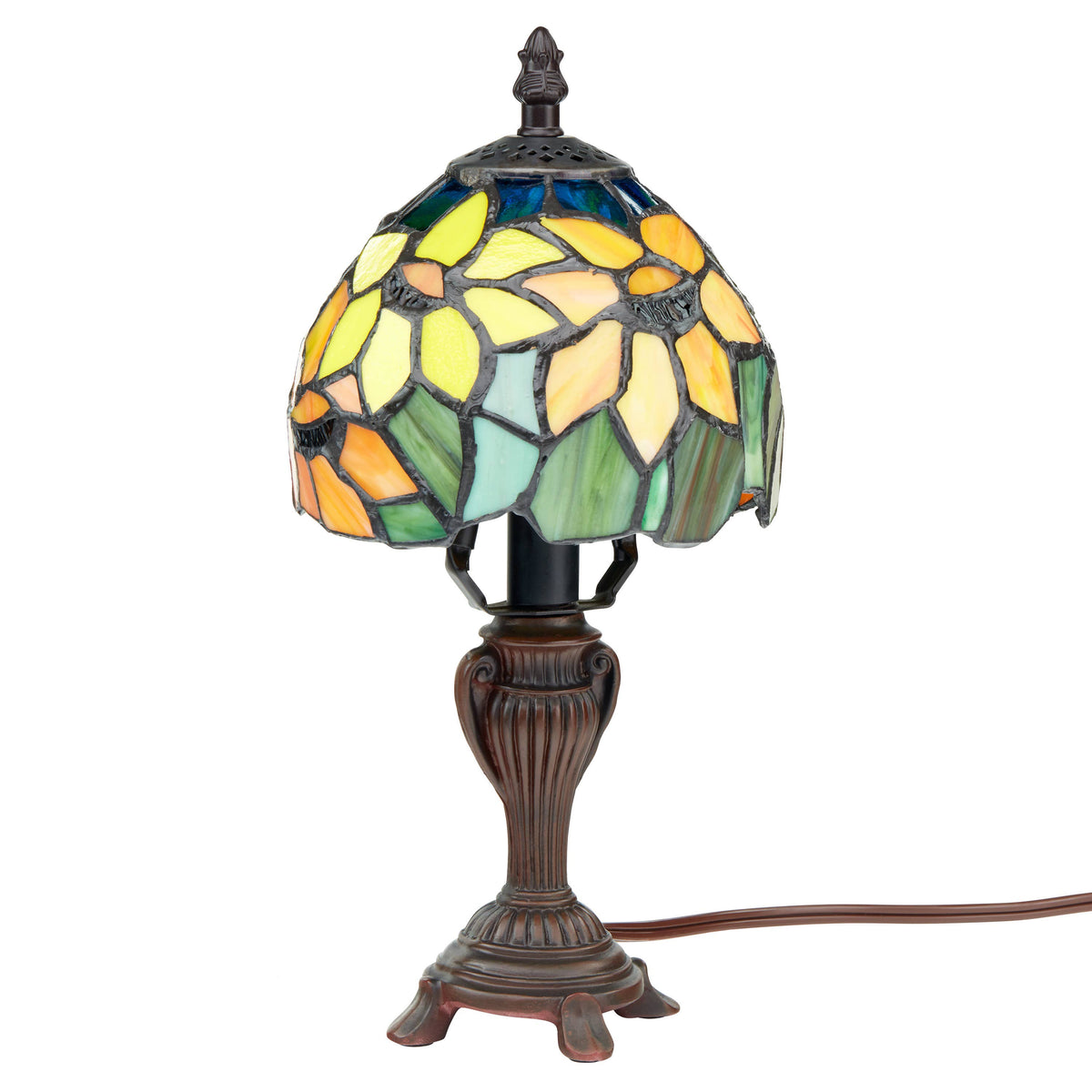 12" Sunflower Blossoms Tiffany Candlestick Accent Lamp
