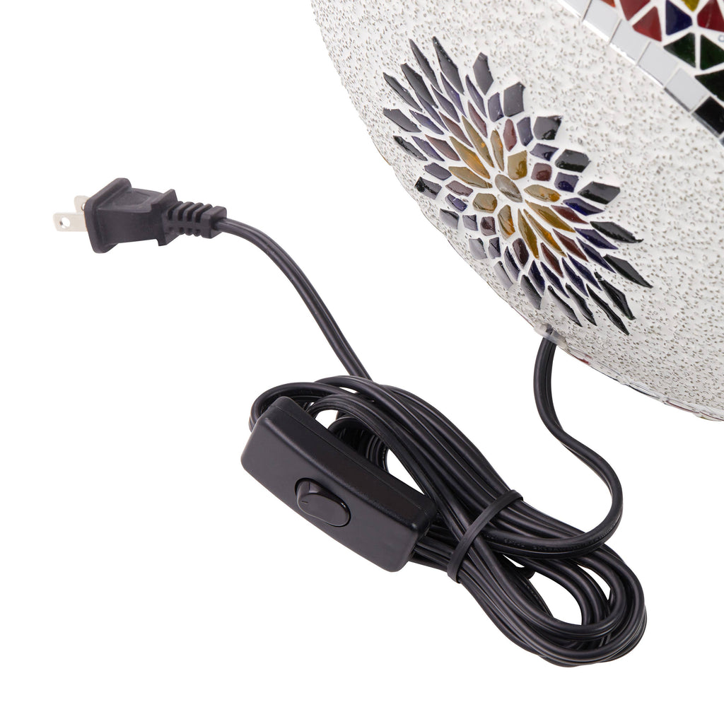 9.5" Geometric Mosaic Glass Oval Globe Accent Lamp