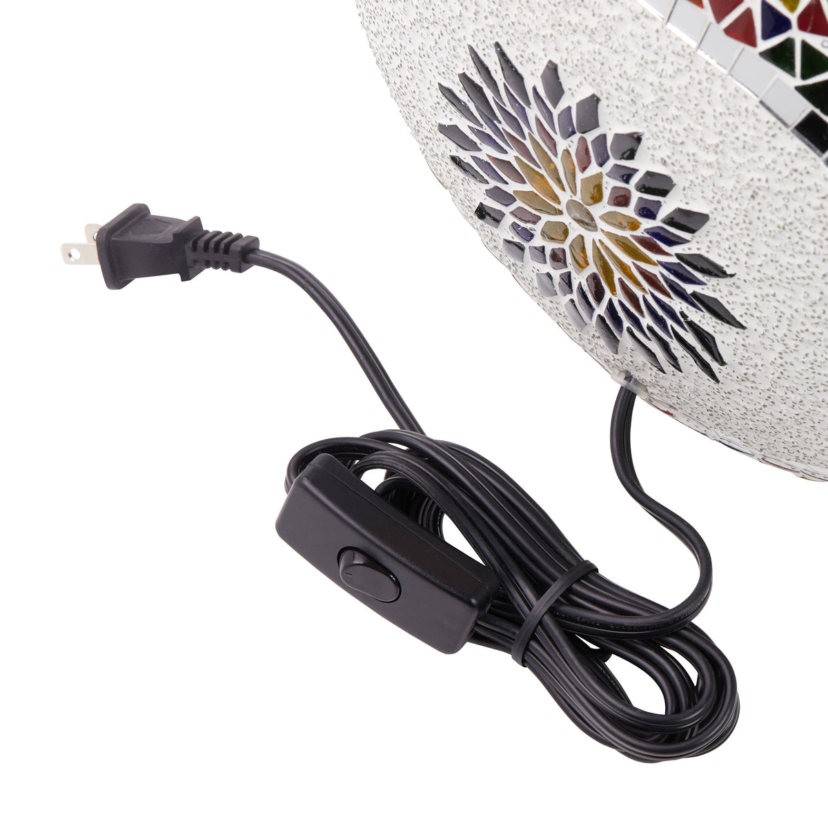 9.5" Geometric Mosaic Glass Oval Globe Accent Lamp