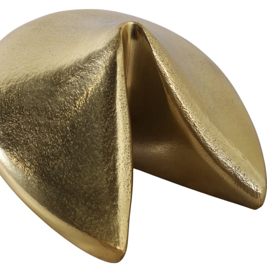 Metal Fortune Cookie Decorative Figurine - Gold, 5 in.