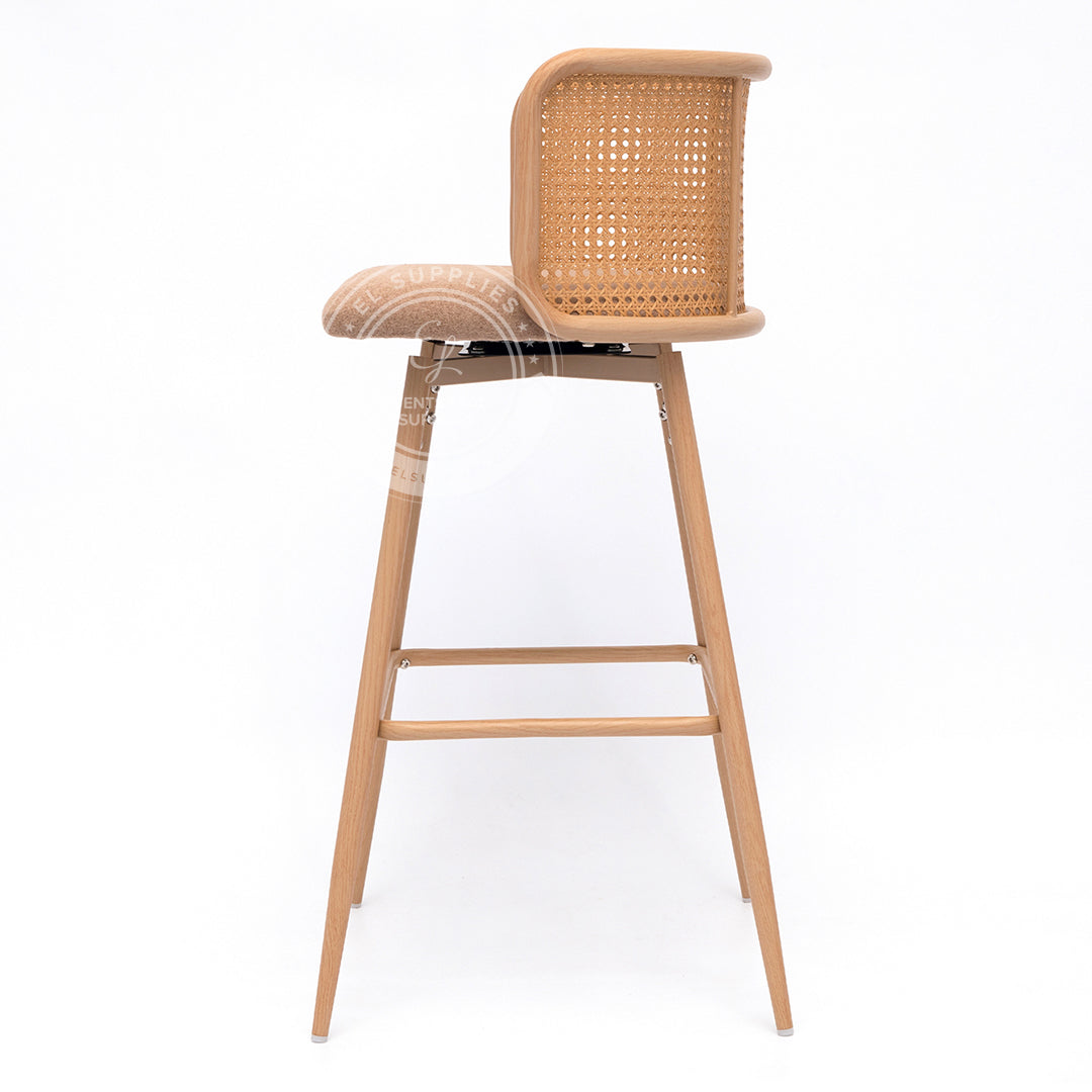 IMLIL Brown Rattan Swivel Barstool