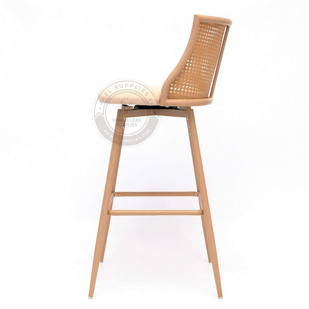 ASILAH Beige Rattan Swivel Barstool