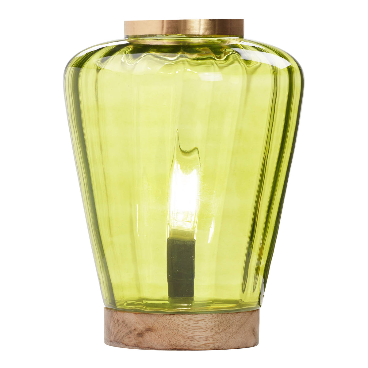 10.5" Chartreuse and Gold Glass Ginger Jar Accent Lamp