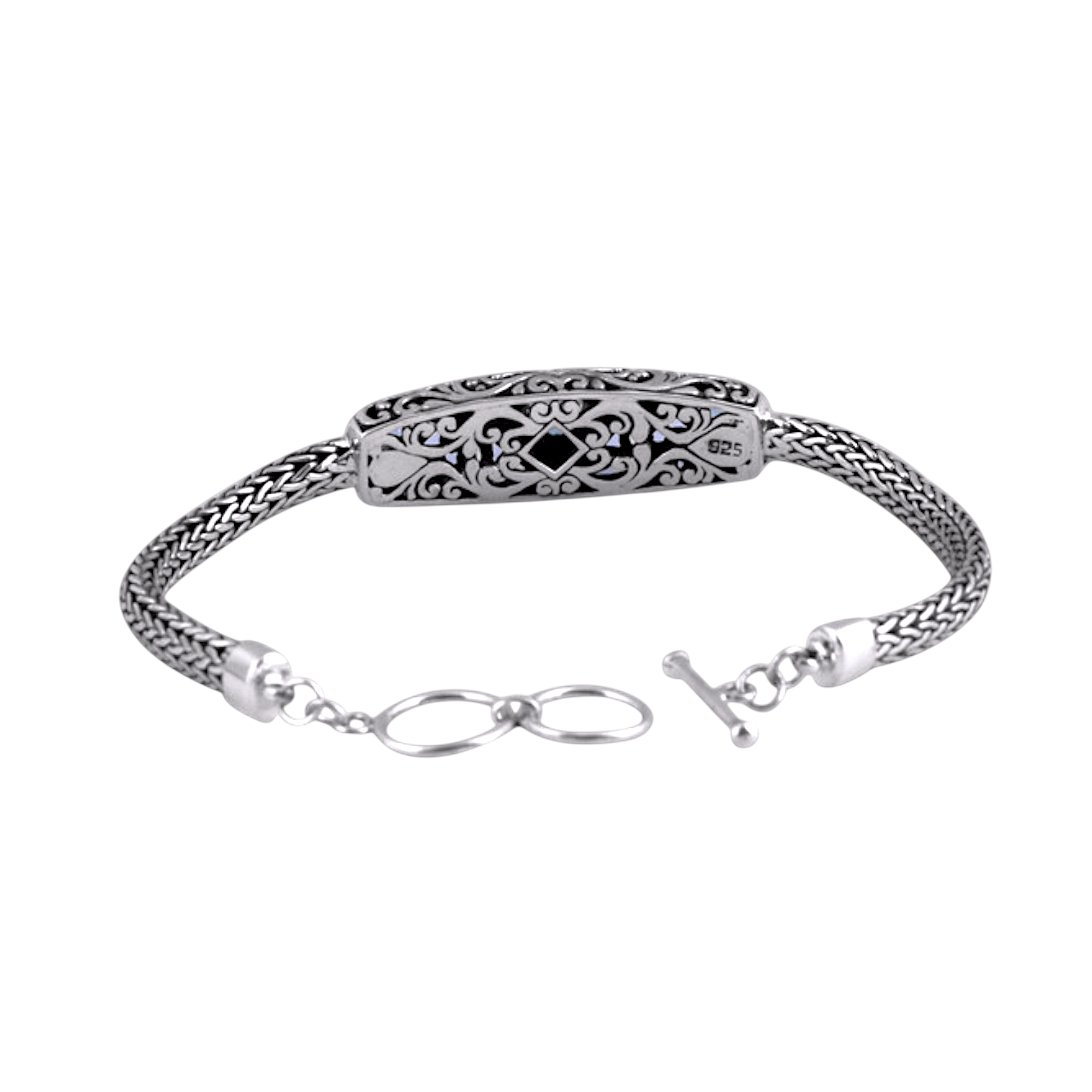 Sterling Silver Blue Topaz Toggle Bracelet – Kamaron Bali