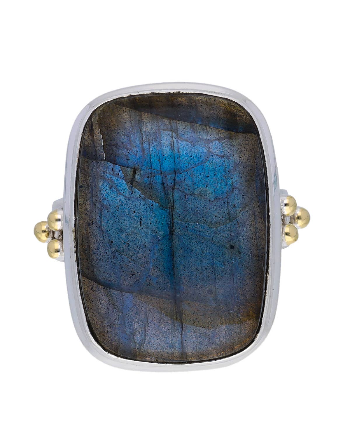 Labradorite 925 Sterling Silver Ring With Brass Accents: 7