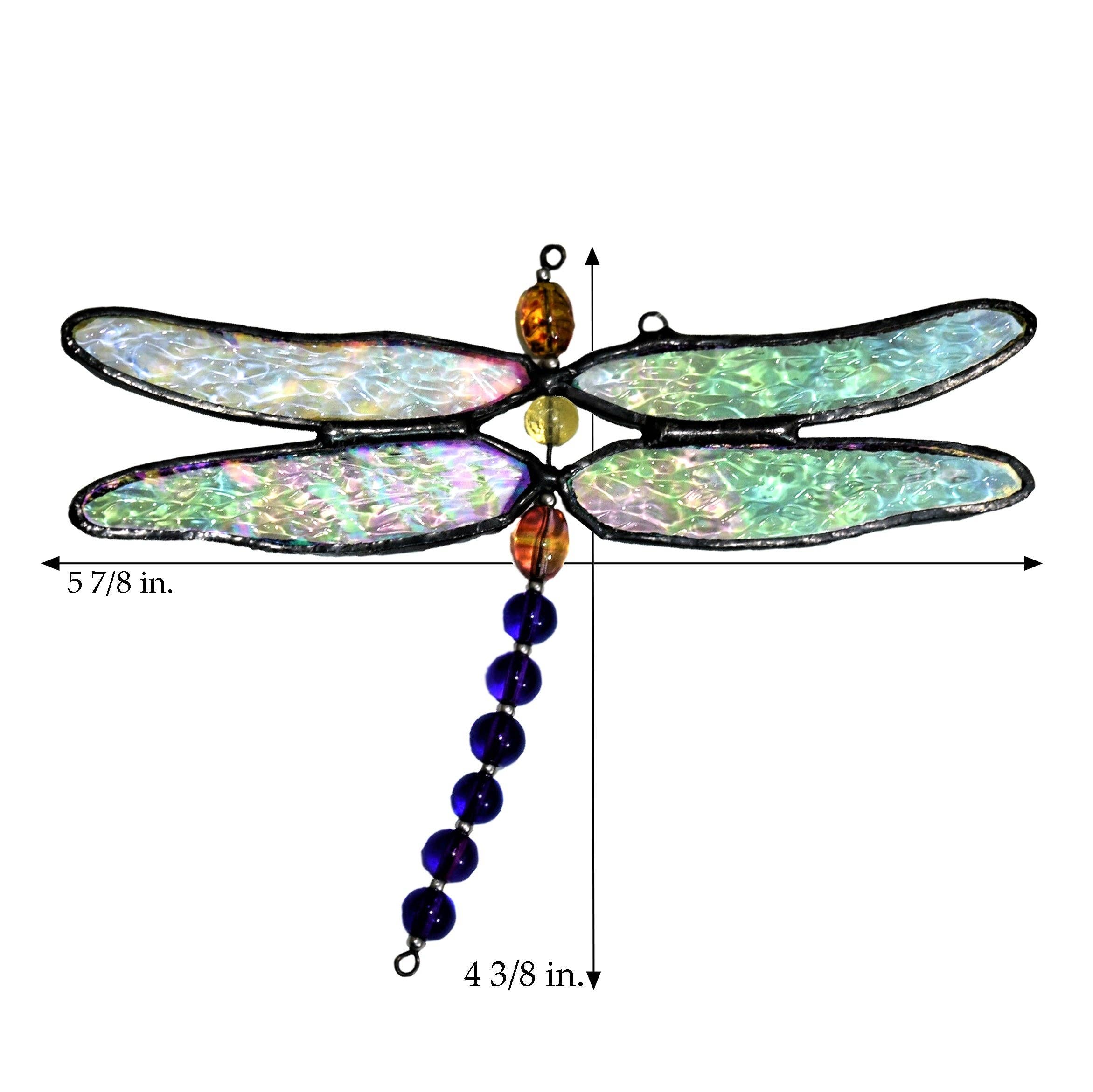 J Devlin Stained Glass Dragonfly Ornament with Beaded Body