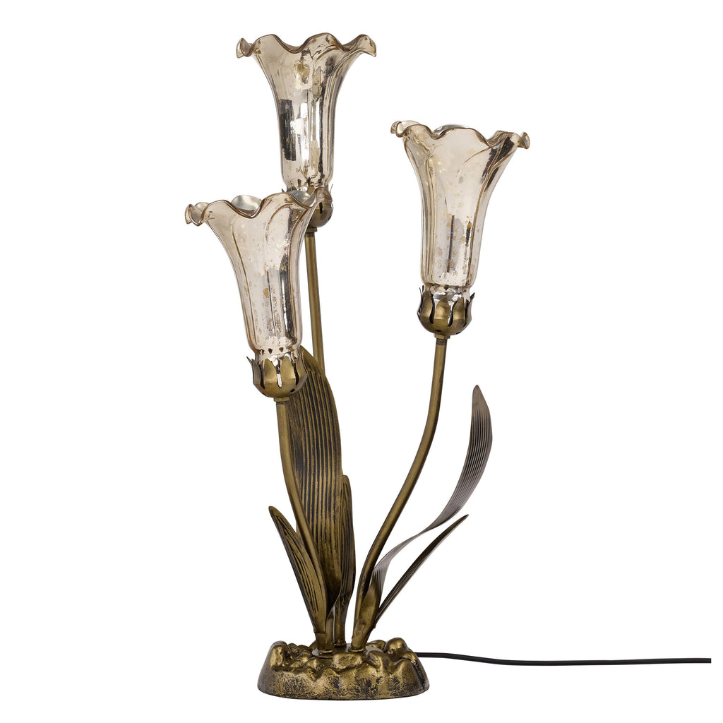 21.75"H Hand Blown Glass 3 Lily Uplight Table Lamp
