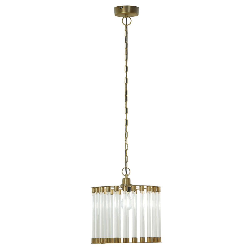 13"W Clear & Gold Glass and Metal Pendant Light