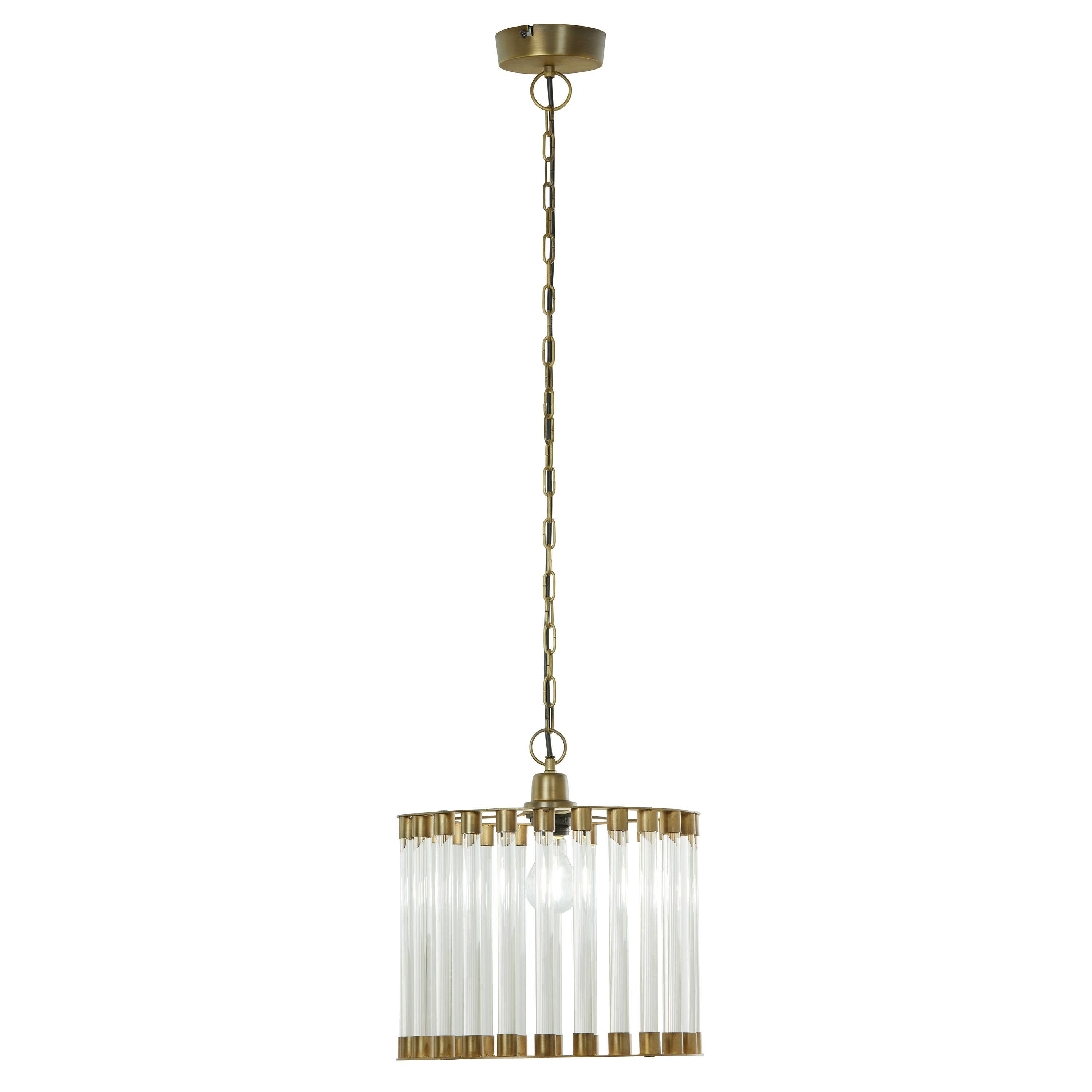 13"W Clear & Gold Glass and Metal Pendant Light