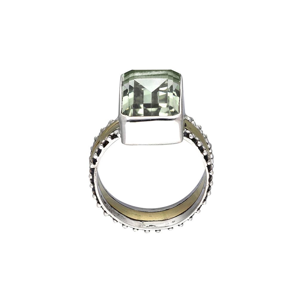 925 Sterling Silver Verdant Sovereign Green Amethyst Ring: 9