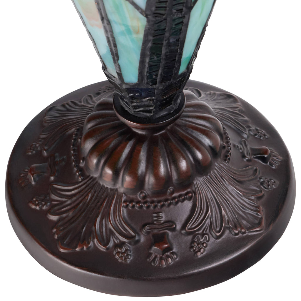 24.5"H Double Lit Teal Bowl Shade Stained Glass Table Lamp