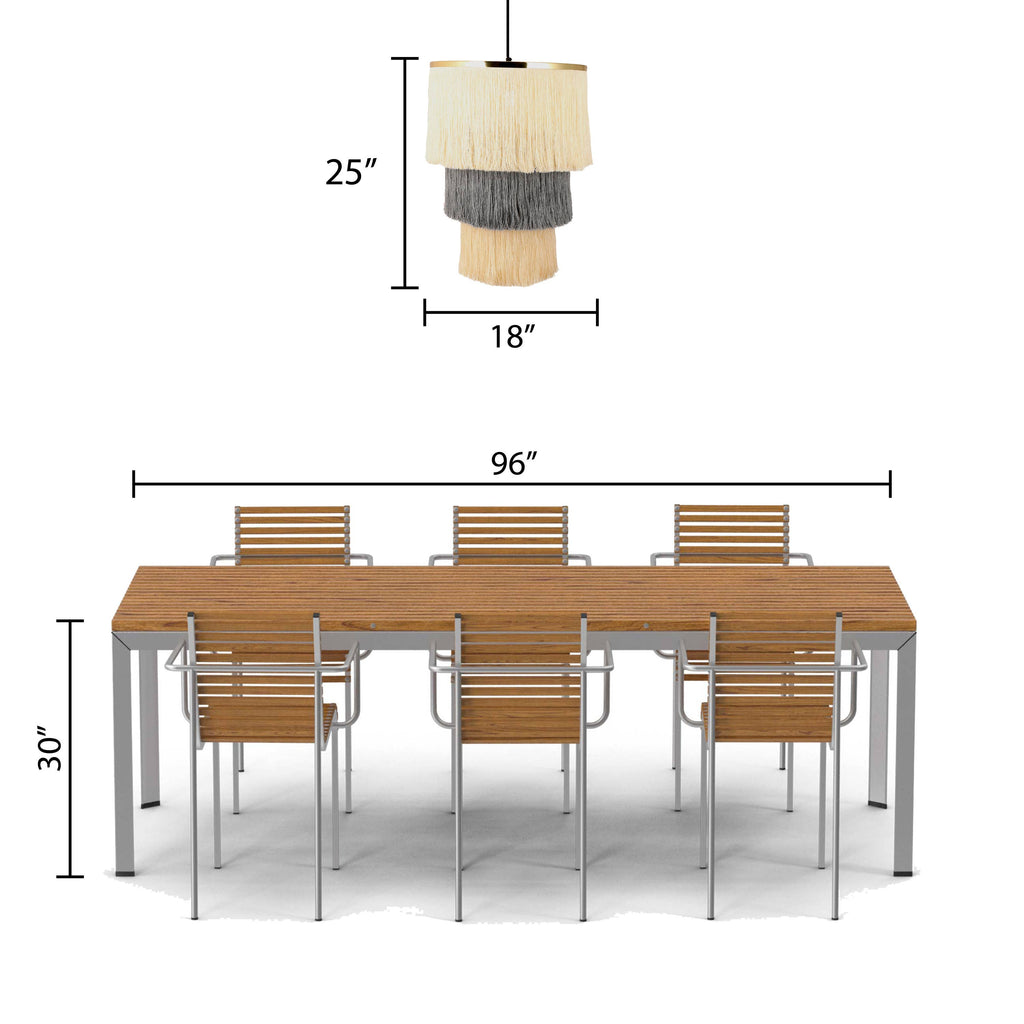 18"W Enya Cream and Grey Fringe Pendant Light