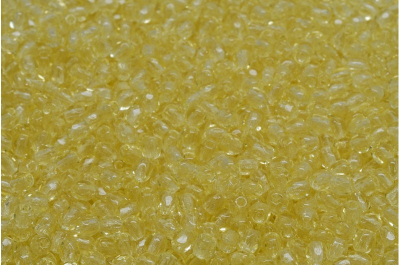 OUTLET 10 grams Faceted Round Fire Polished Beads, 3 x 3 mm, Transparent Yellow (80120), Glass, Czech Republic