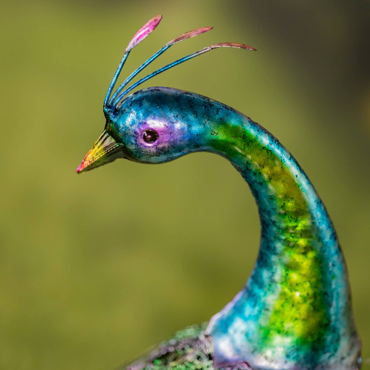 35" Tall Standing Colorful Iron Peacocks in 2 Assorted Style