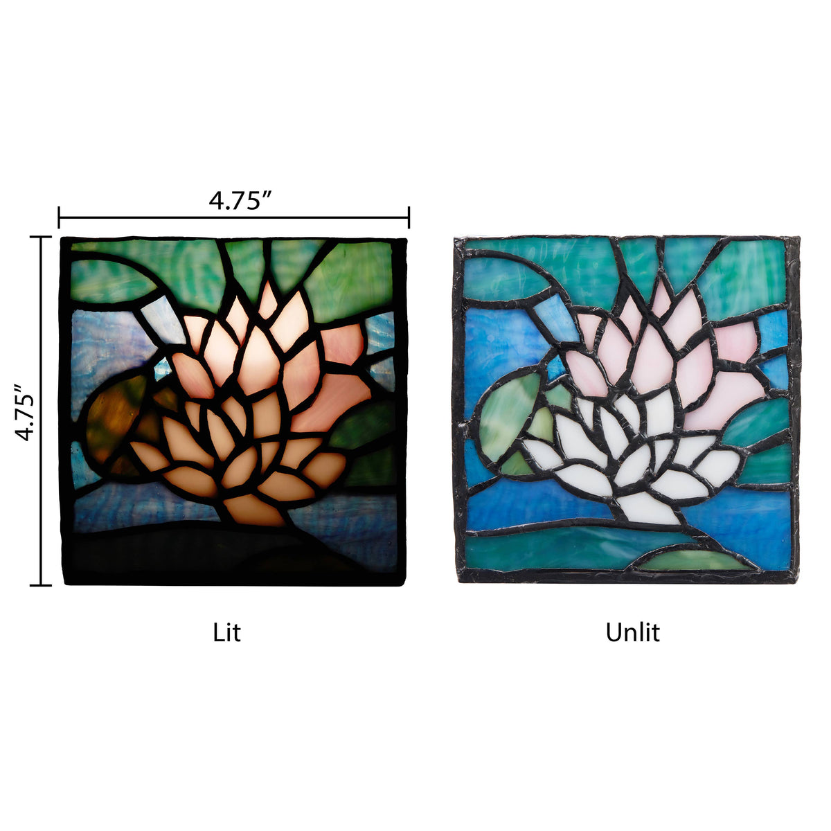 4.75" Blue Lotus Pond Stained Glass Candle Holder