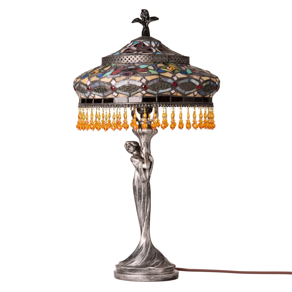 24" Parisian Antique Silver Bell Shade Novelty Table Lamp