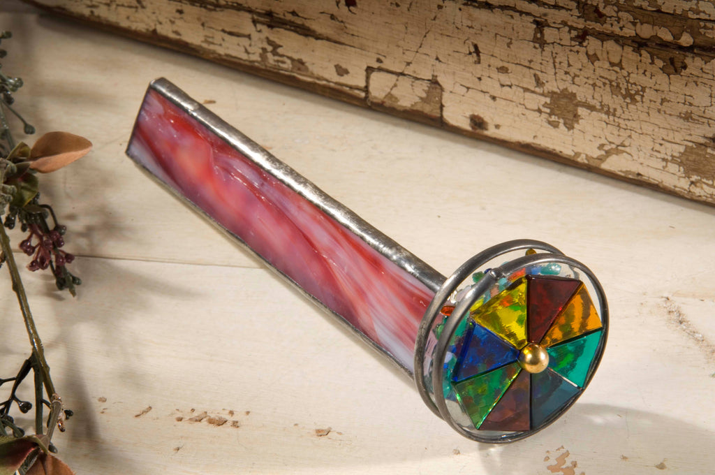 KAL 107 Red/White Opal Kaleidoscope - Double  Wheel