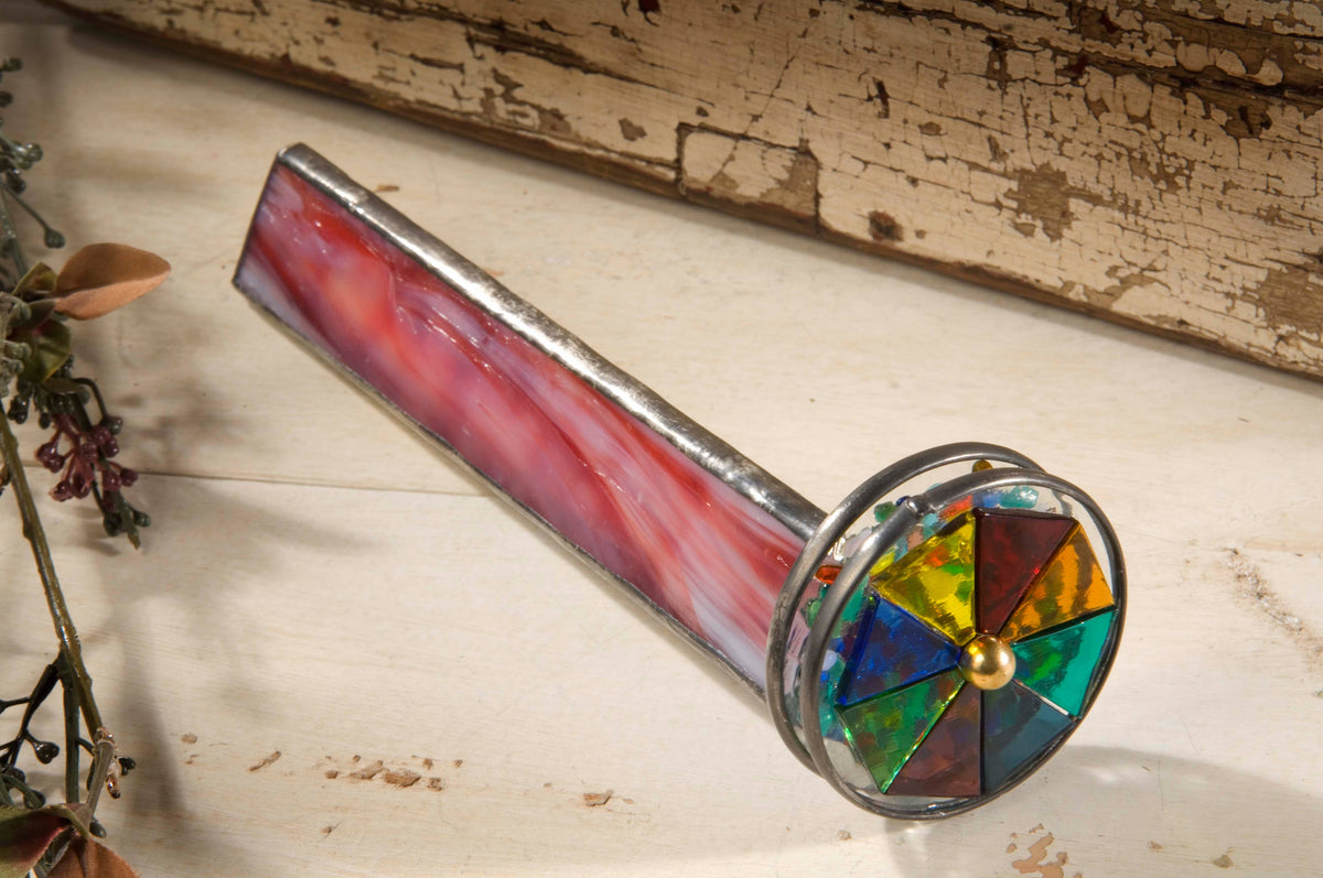 KAL 107 Red/White Opal Kaleidoscope - Double  Wheel