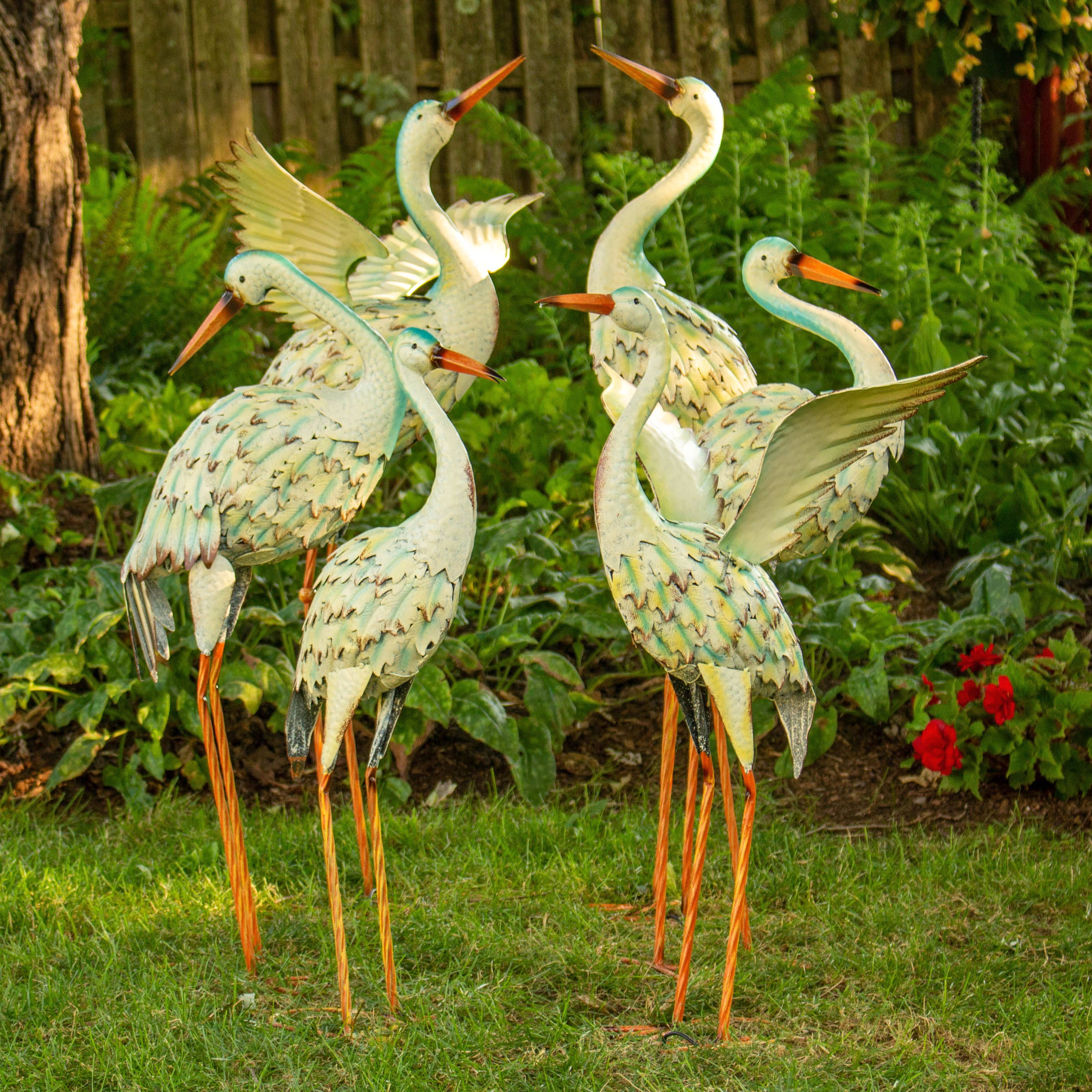Iron Great White Heron Yard Figurines in 6 Assorted Styles