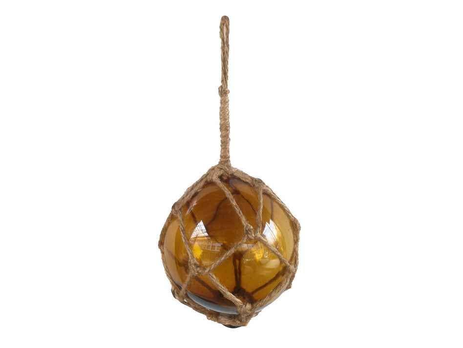 Amber Japanese Glass Ball Fishing Float Decoration Christmas Ornament 4"