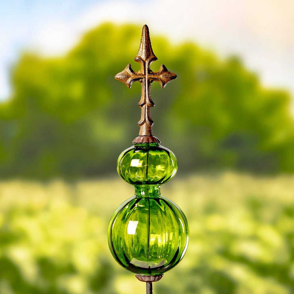 55" Tall Glass Globe Iron Garden Stake- 6 Assorted